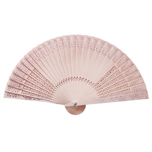 Custom logo Best Gift Chinese carved folding fragrance wood hand fan Hotel wedding fan