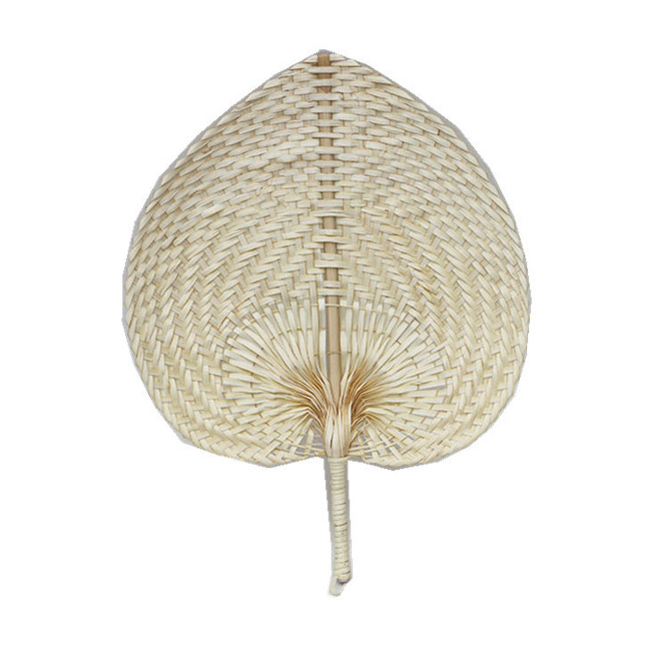 No MOQ Craft Children Cool and retro Weave Hand Fan Heart/ Handwoven Personalized Palm Rattan Hand Fans