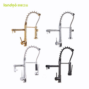 LANDOO OEM Gourmet Torneira Cozinha chrome Pull out Side Sprayer Dual Spout Single Handle Mixer Kitchen Faucet