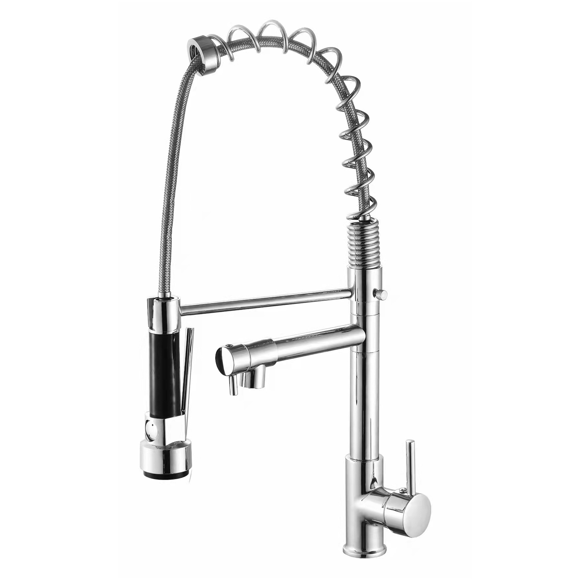 LANDOO OEM Gourmet Torneira Cozinha chrome Pull out Side Sprayer Dual Spout Single Handle Mixer Kitchen Faucet