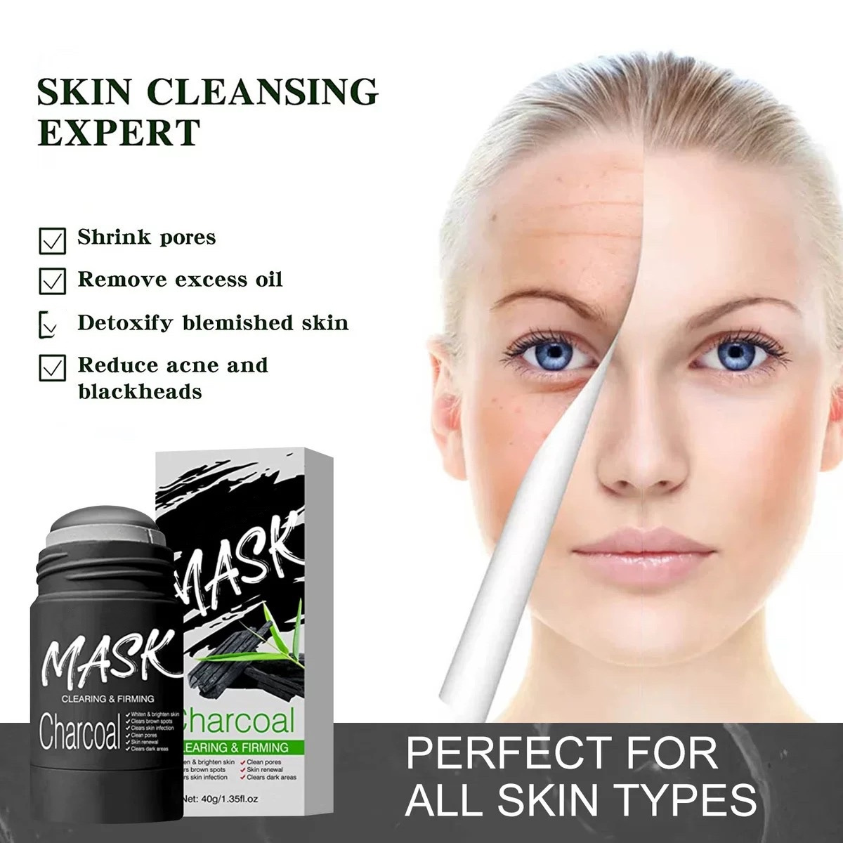 High Quality Clean Skin Face Solid Mud Facial Clay Cosmetic Oil Control Acne Treatment Bamboo Charcoal Vitamin C Clay Mask Stick