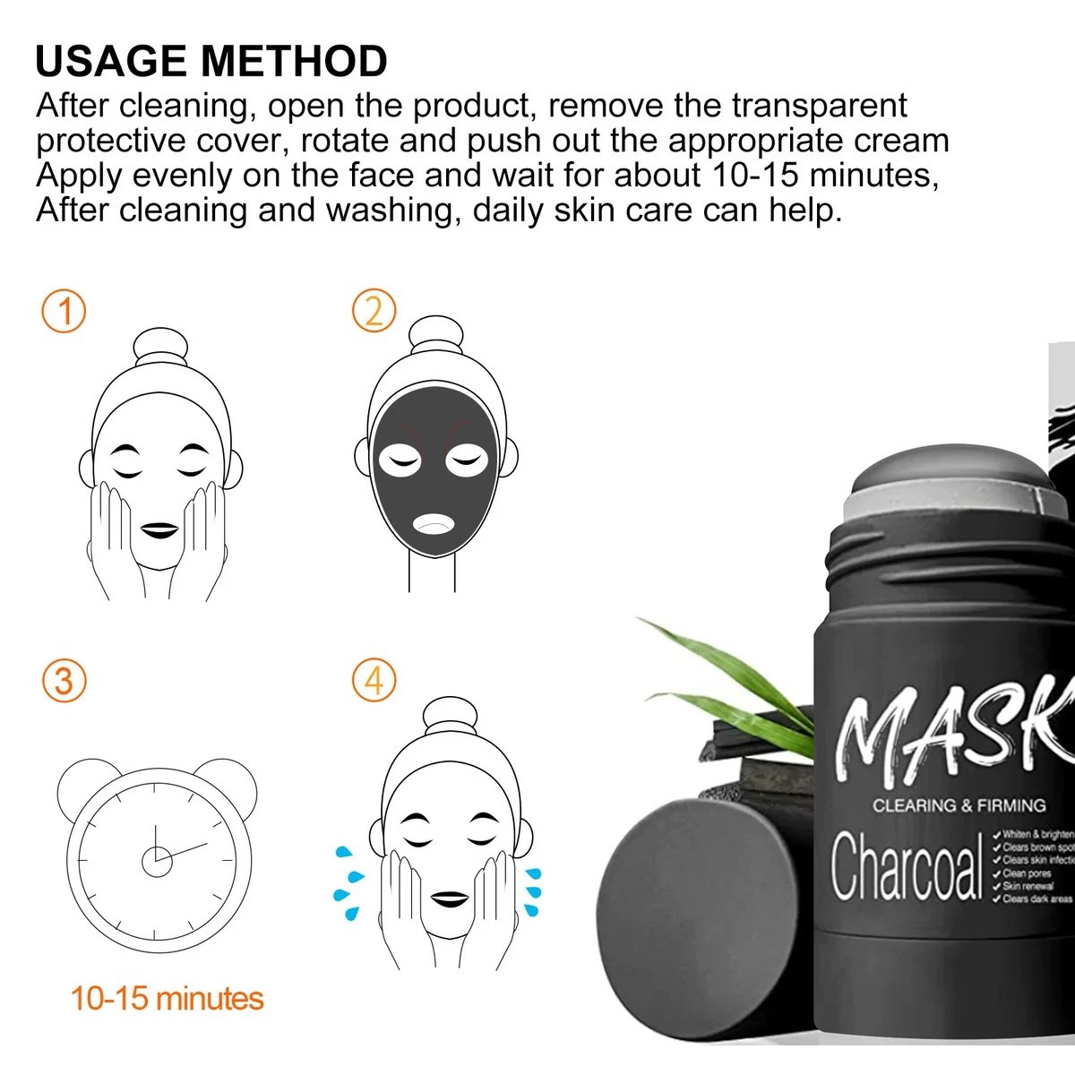 High Quality Clean Skin Face Solid Mud Facial Clay Cosmetic Oil Control Acne Treatment Bamboo Charcoal Vitamin C Clay Mask Stick