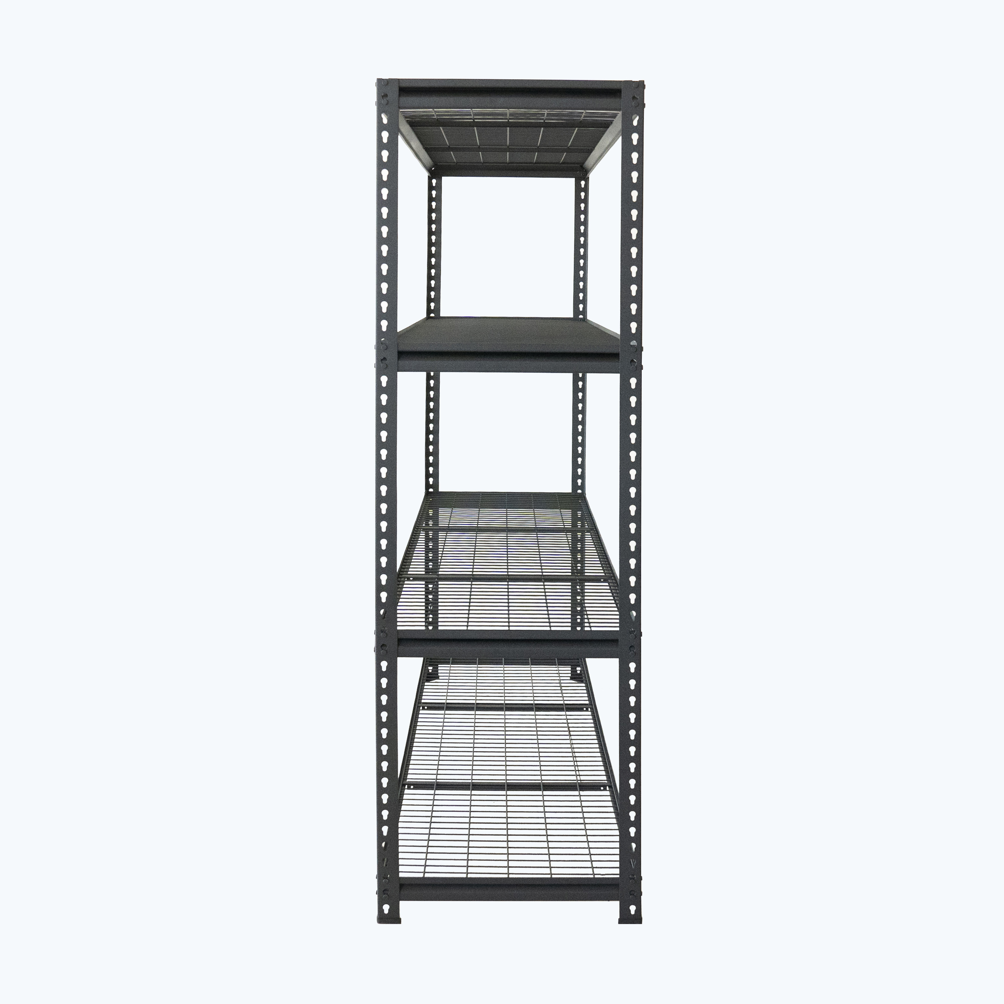 Industry Metal Wire Shelving Black Boltless Rivet 4 Tier Iron Garage Shelves Storage Rack Units