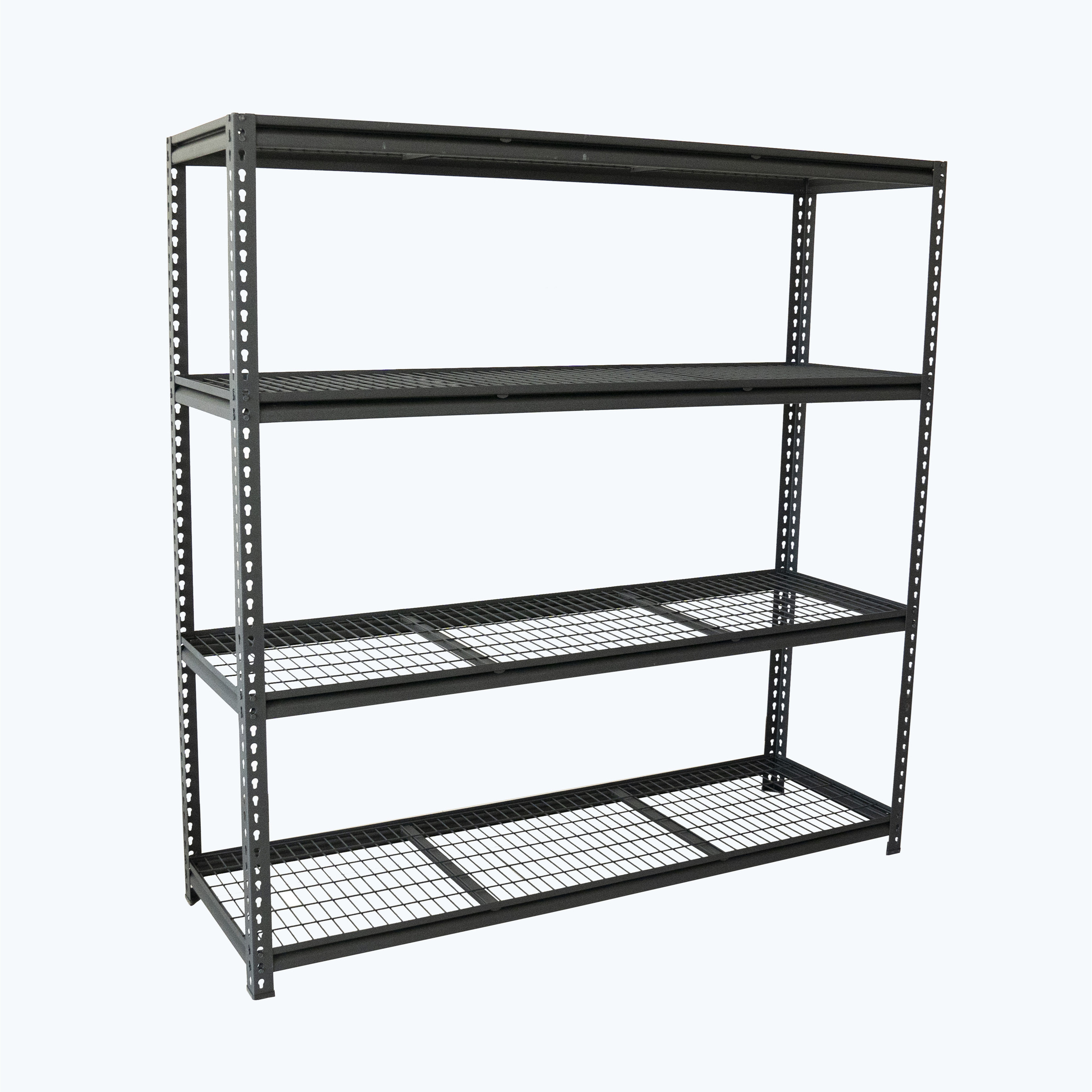 Industry Metal Wire Shelving Black Boltless Rivet 4 Tier Iron Garage Shelves Storage Rack Units