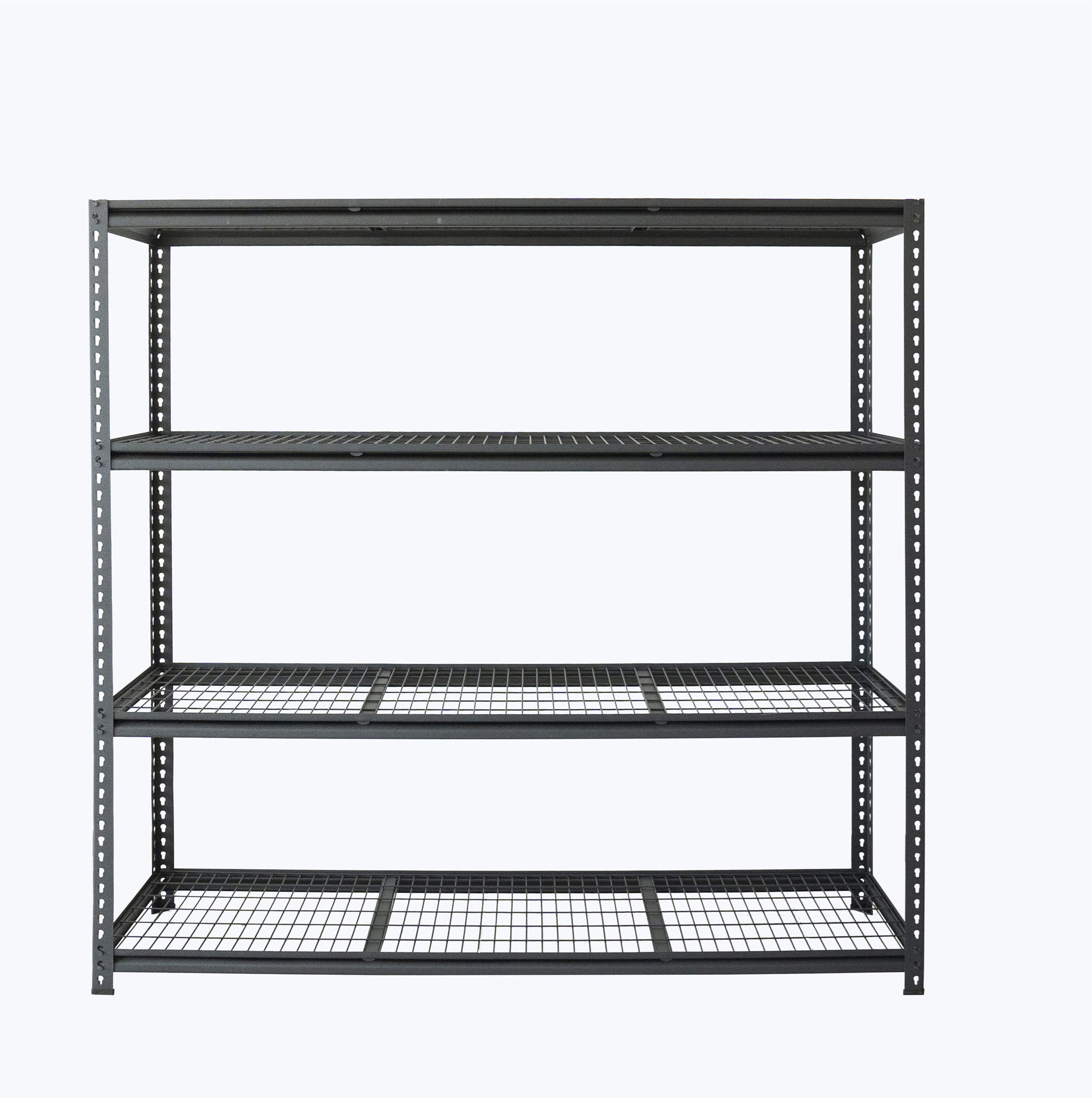 Industry Metal Wire Shelving Black Boltless Rivet 4 Tier Iron Garage Shelves Storage Rack Units