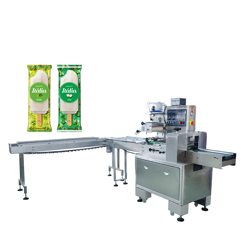 Full Automatic Flow Pack Ice Cream Bar / Ice Pop / Popsicle Packaging Machine