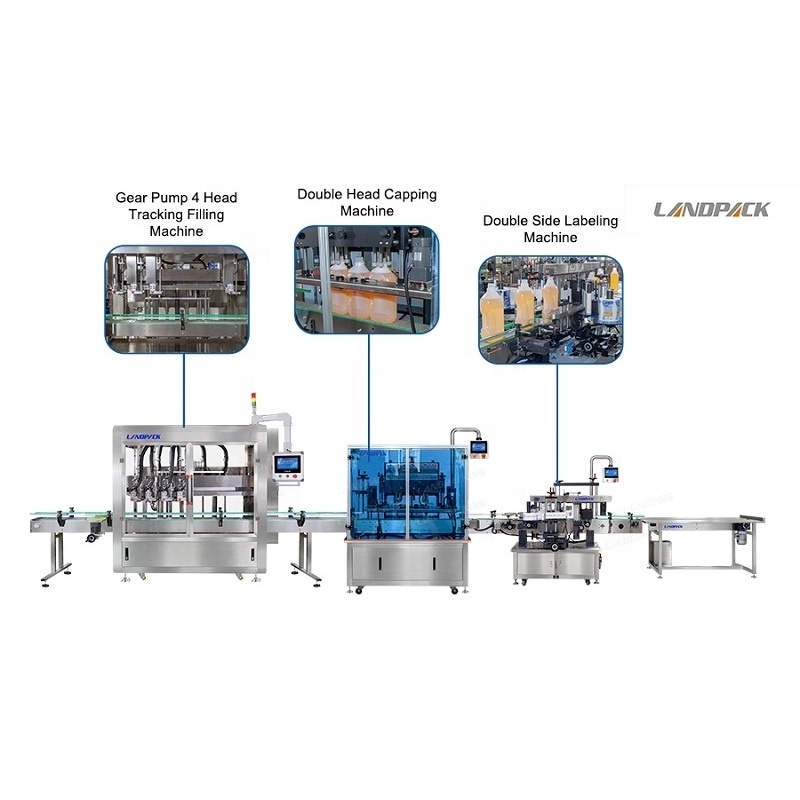 4 Head For 5L Detergent Liquid Tracking Bottling Filling Capping Labeling Line Machine