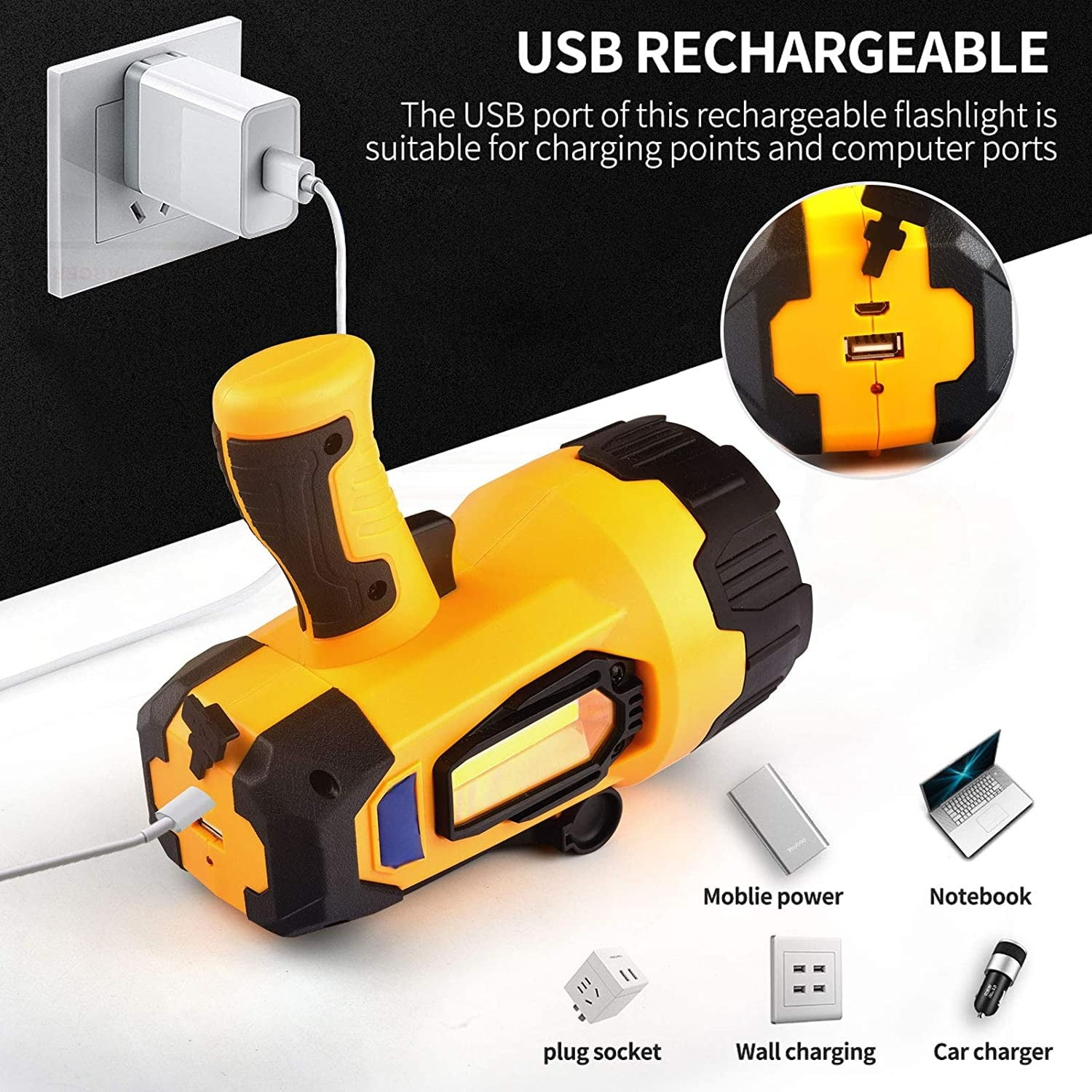 Rechargeable Super Bright 600 Lumen LED Handheld spotlight 4000mAh 4 hour long lasting Flashlight Searchlight