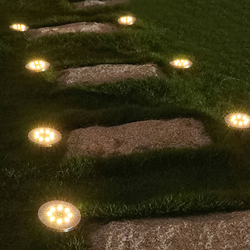 Solar ground light Outdoor 8 LED discs waterproof garden landscape lighting, suitable for lawn pathway courtyard driveway deck