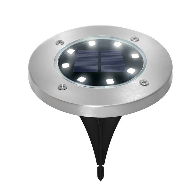 Solar ground light Outdoor 8 LED discs waterproof garden landscape lighting, suitable for lawn pathway courtyard driveway deck