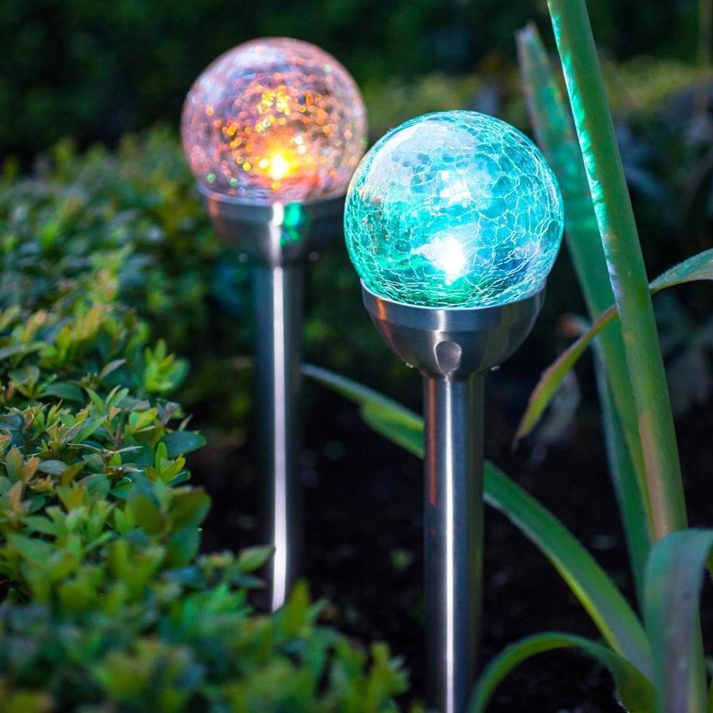 XLTD-721A Wholesale solar garden light crackle glass globe ball light with RGB led solar glass ball light