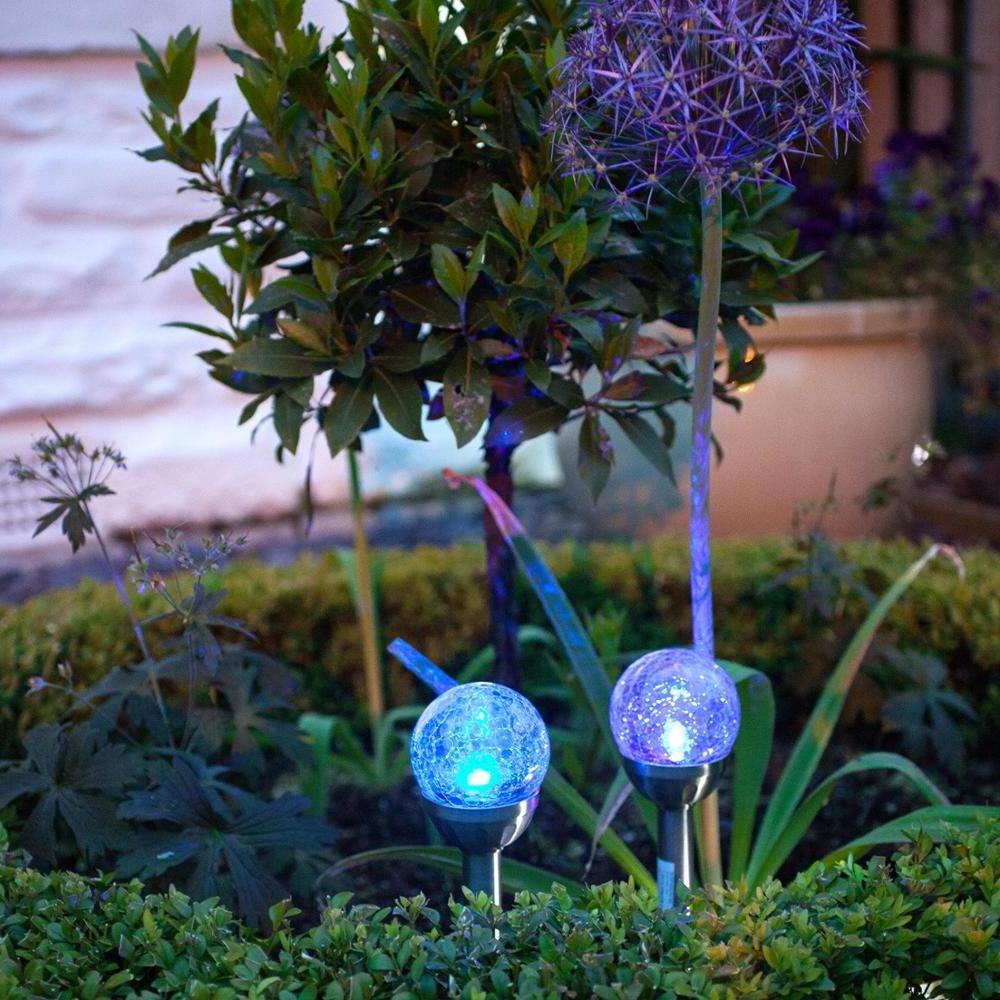 XLTD-721A Wholesale solar garden light crackle glass globe ball light with RGB led solar glass ball light