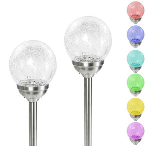 XLTD-721A Wholesale solar garden light crackle glass globe ball light with RGB led solar glass ball light