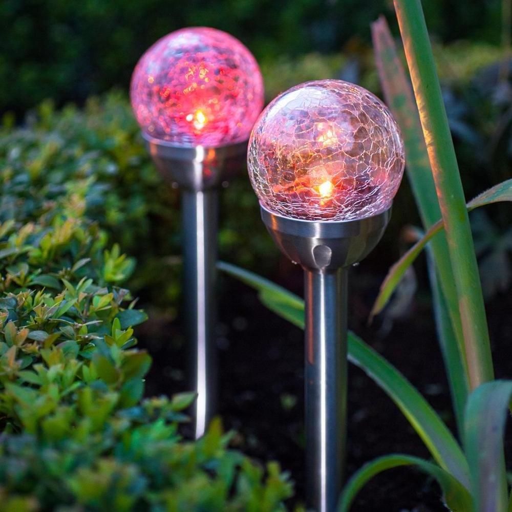 XLTD-721A Wholesale solar garden light crackle glass globe ball light with RGB led solar glass ball light