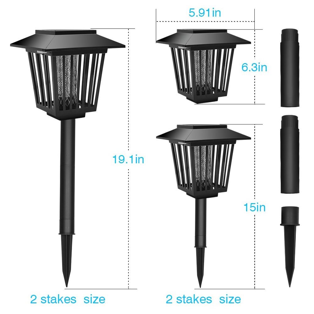 Hang Solar bug zapper insect traps Mosquito lamp solar LED powered Stake Ground mosquito killer light uv Lighting Mosquito trap