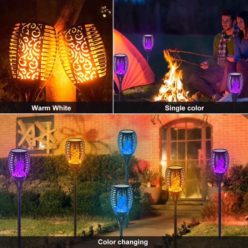 Led solar flickering flame torch lights outdoor landscape decoration light solar dancing flame light garden lamp for patio