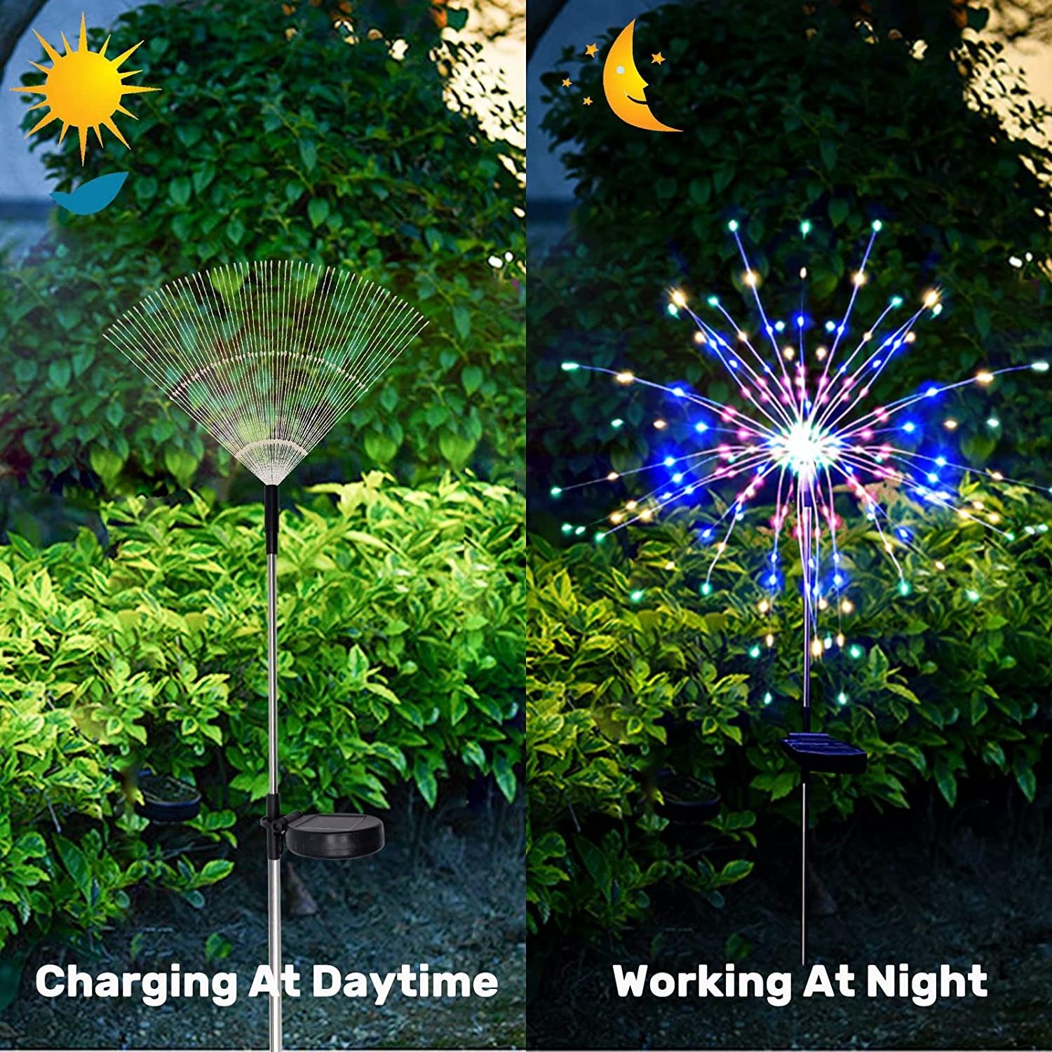 Solar Garden Lights Solar Firework Lights 8 modes 120 LED 2 Pack, Waterproof Solar Lights Outdoor Garden Fairy for Outside