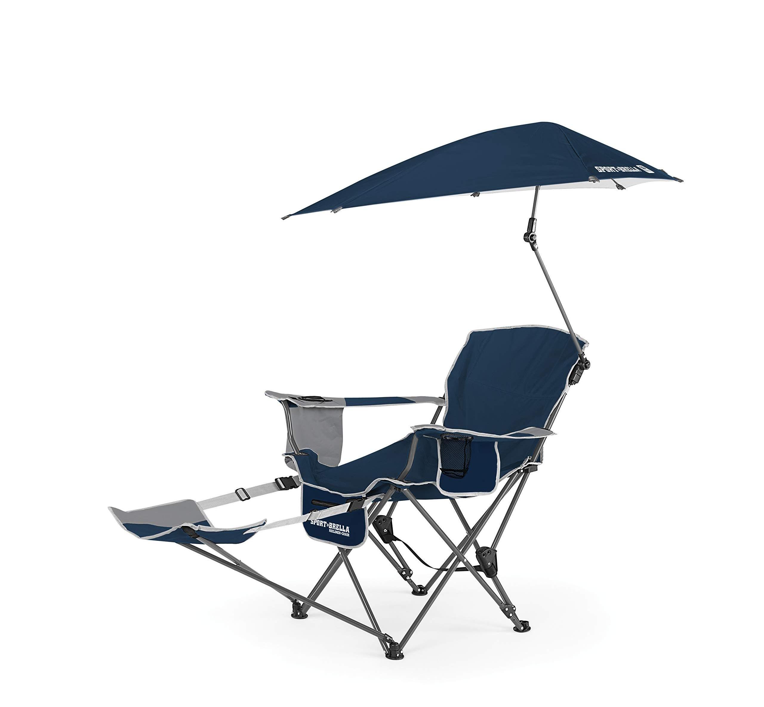 Wholesale Prices Beach Chair with  Adjustable Umbrella Outdoor Folding Chair with Footrest Comfortable Reclining