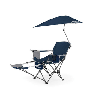 Wholesale Prices Beach Chair with  Adjustable Umbrella Outdoor Folding Chair with Footrest Comfortable Reclining