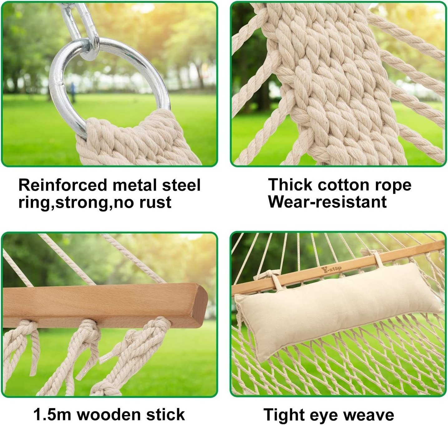 Wholesale Prices Traditional Cotton Rope Outdoor Hammock Hammock Swing with Chain and Hooks