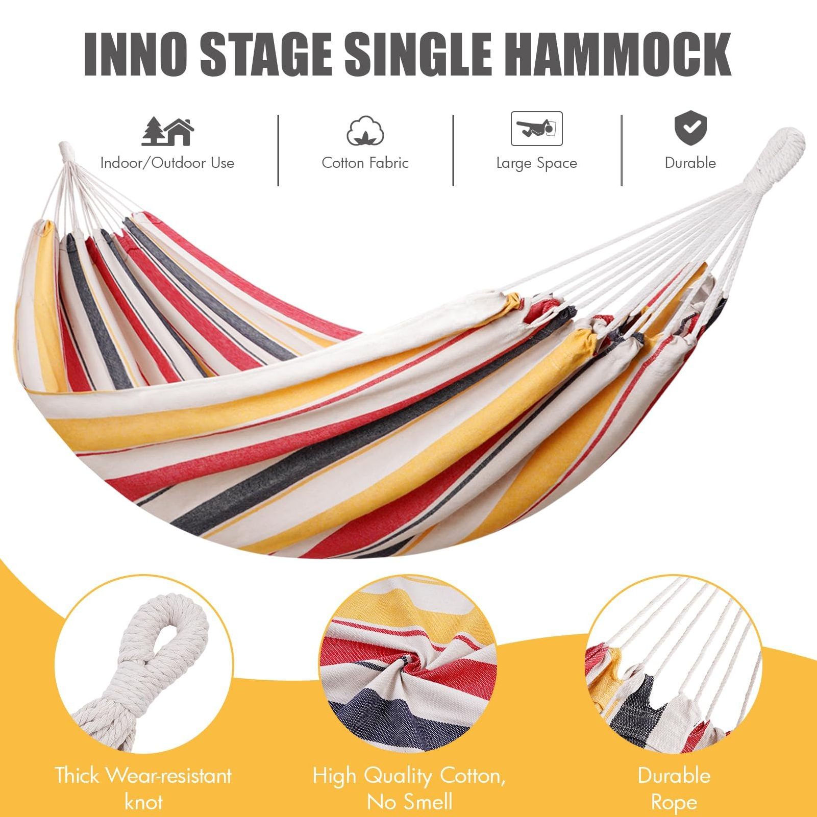 Factory Direct Double Hammock Portable Hanging Camping Bed - Soft Cotton Hammock with Carrying Bag