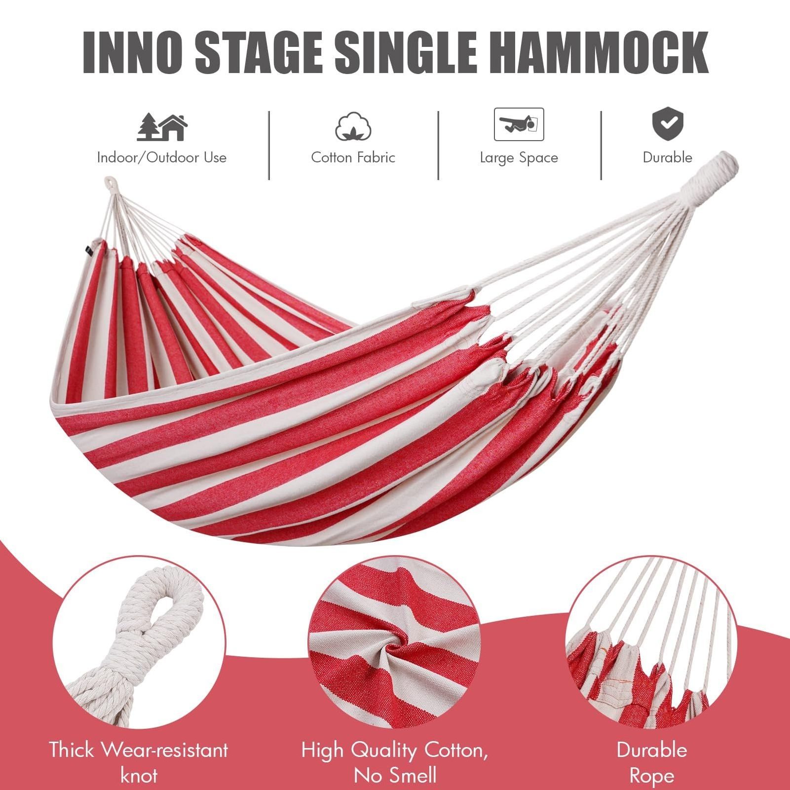 Factory Direct Portable camping hammock upgraded version 550lb Thick fabric single hammock with two anti-roll balance beams