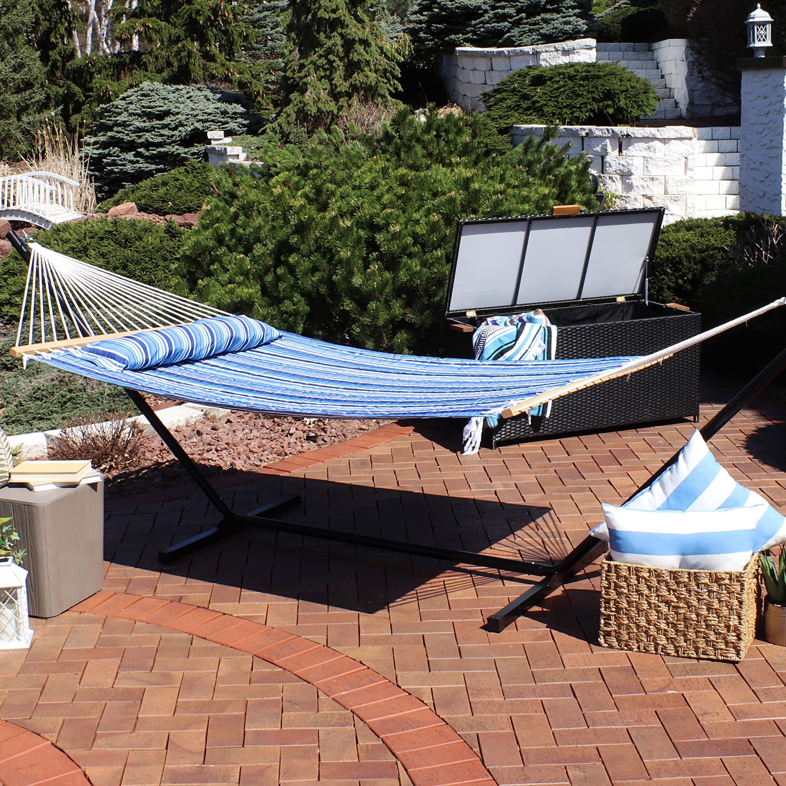 Factory Hot Sale Outdoor Quilted Fabric Hammock - Two-Person with Spreader Bars - Heavy-Duty 450-Pound Capacity