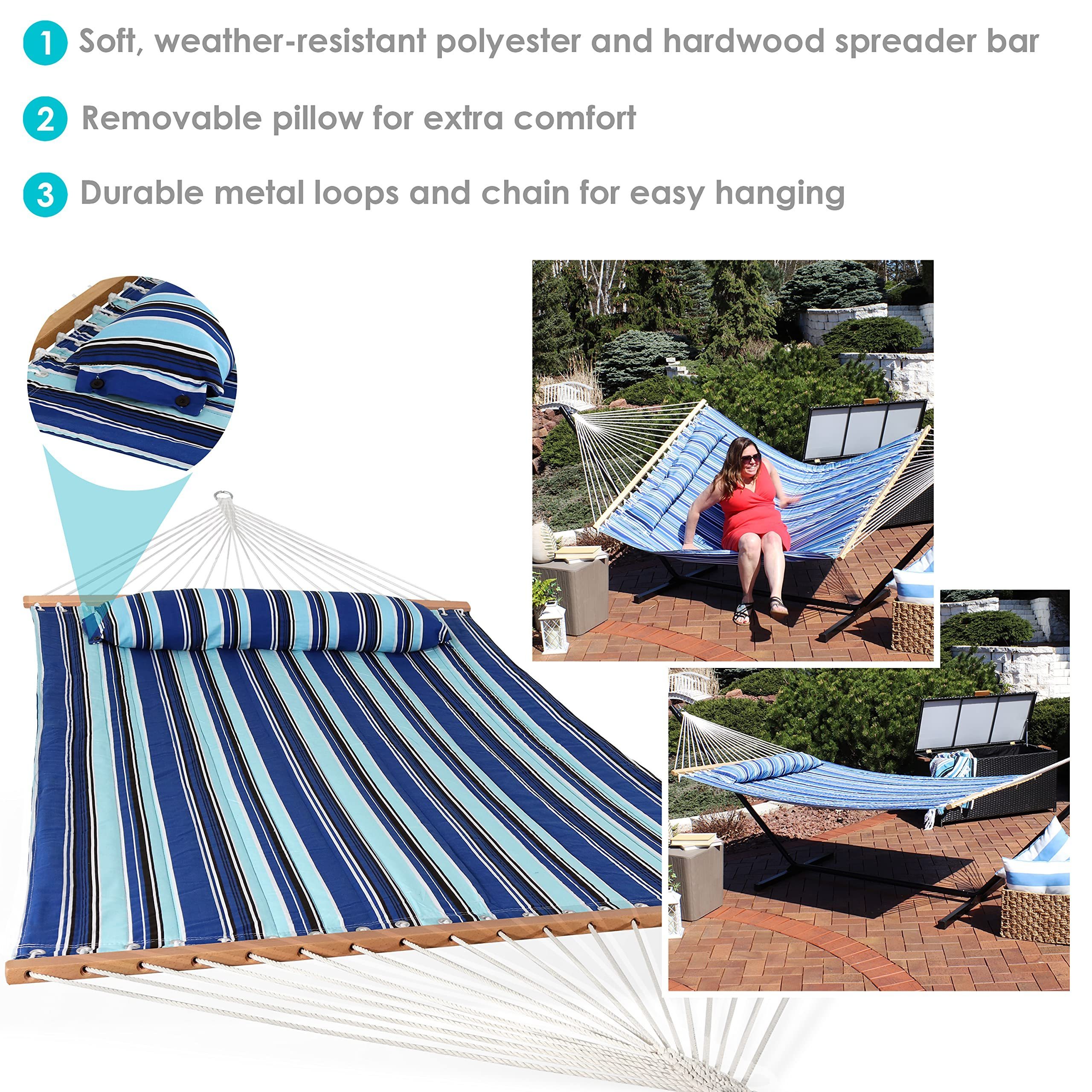 Factory Hot Sale Outdoor Quilted Fabric Hammock - Two-Person with Spreader Bars - Heavy-Duty 450-Pound Capacity