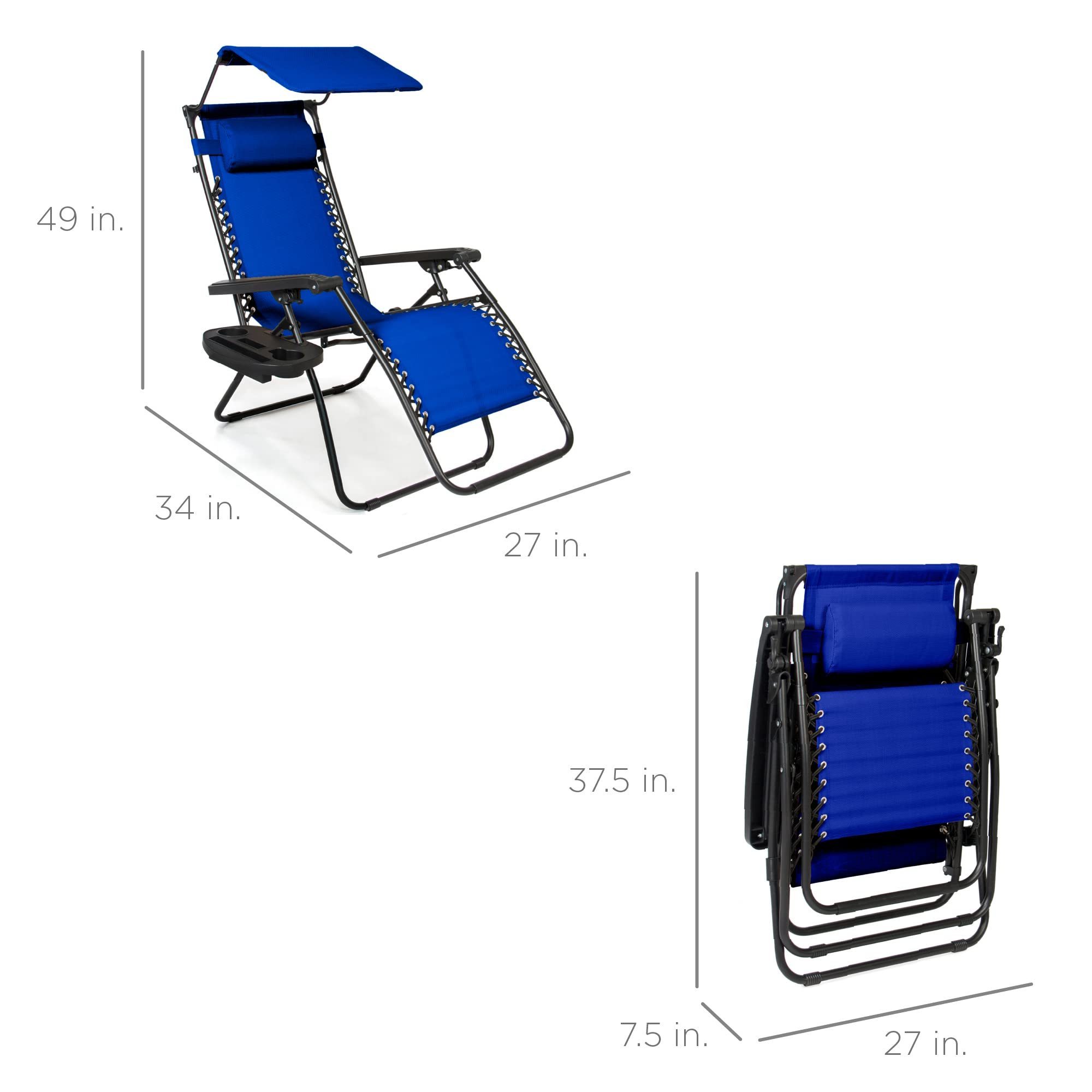 Wholesale Price Folding Zero Gravity Outdoor Recliner Patio Lounge Beach Chair with Adjustable Canopy Shade, Headrest