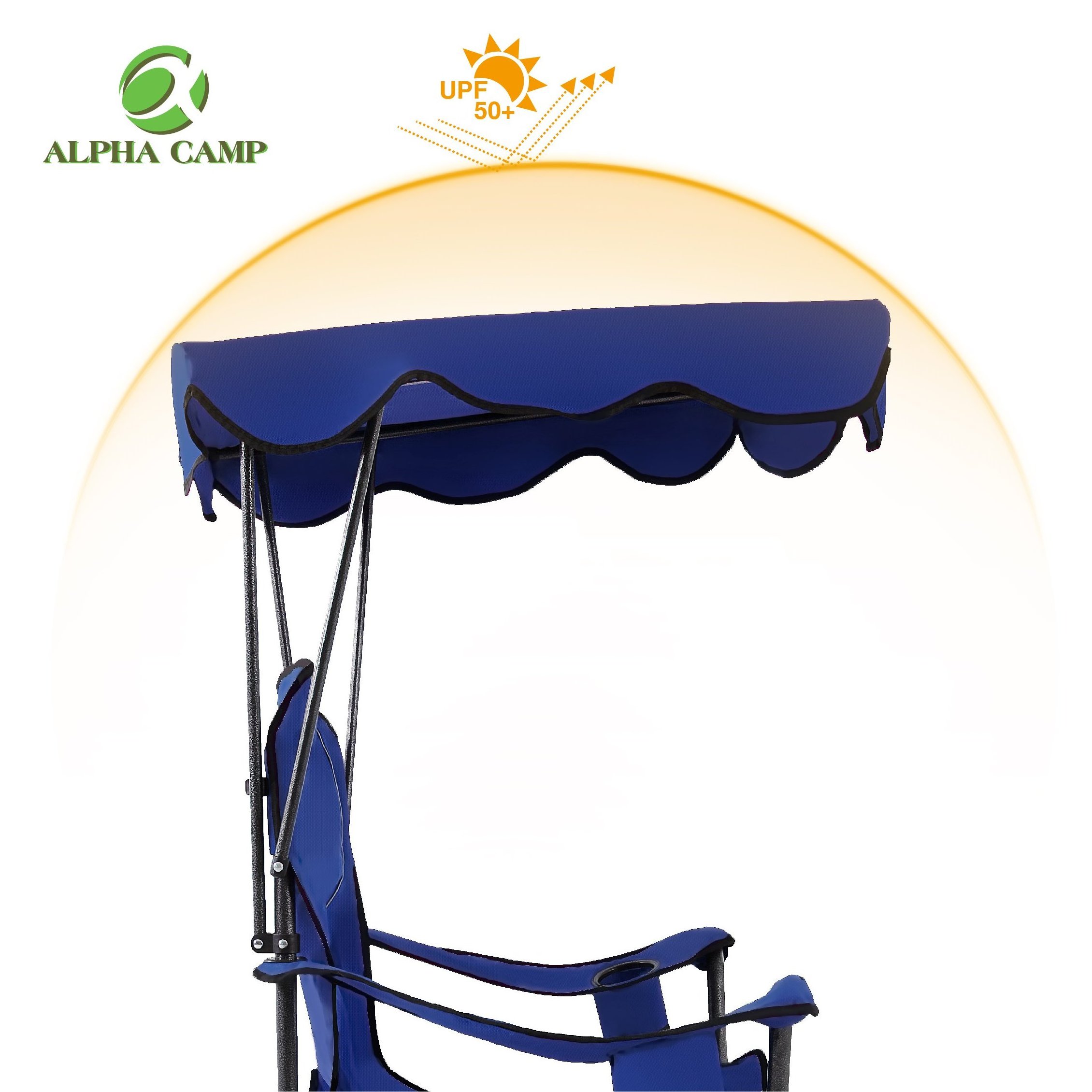 Wholesale Prices Camp Chairs with Shade Canopy Chair Folding Camping Recliner Support 350 LBS