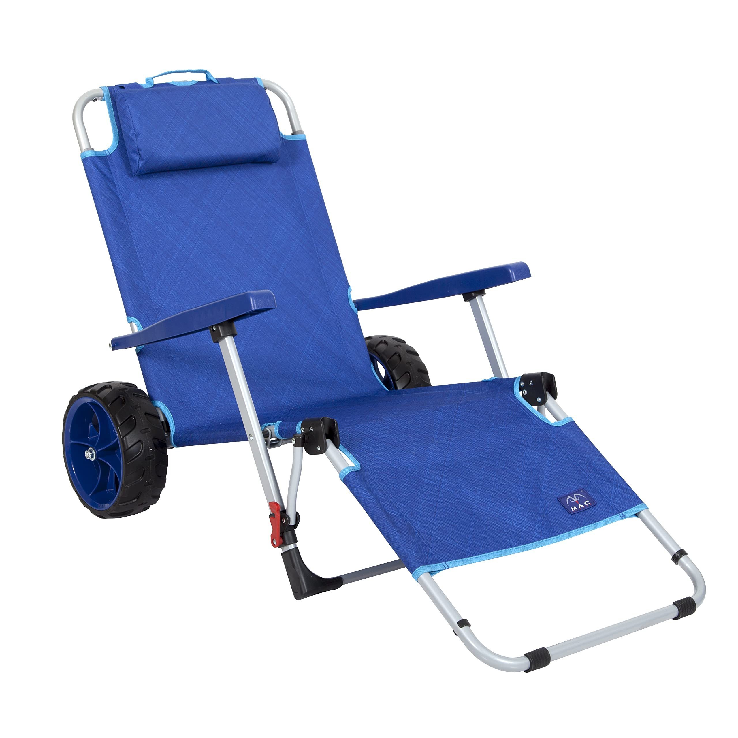 Wholesale Price Beach Day Foldable Chaise Lounge Chair with Integrated Wagon Pull Cart Combination and Heavy Wheels