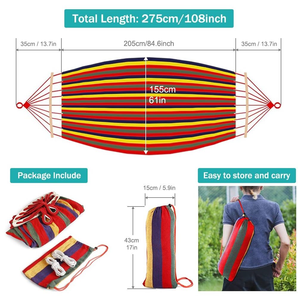 High Quality Portable Camping Hammock Upgraded 550 lbs Thickened Fabric Single Hammock for Camping Patio Backyard Outdoor