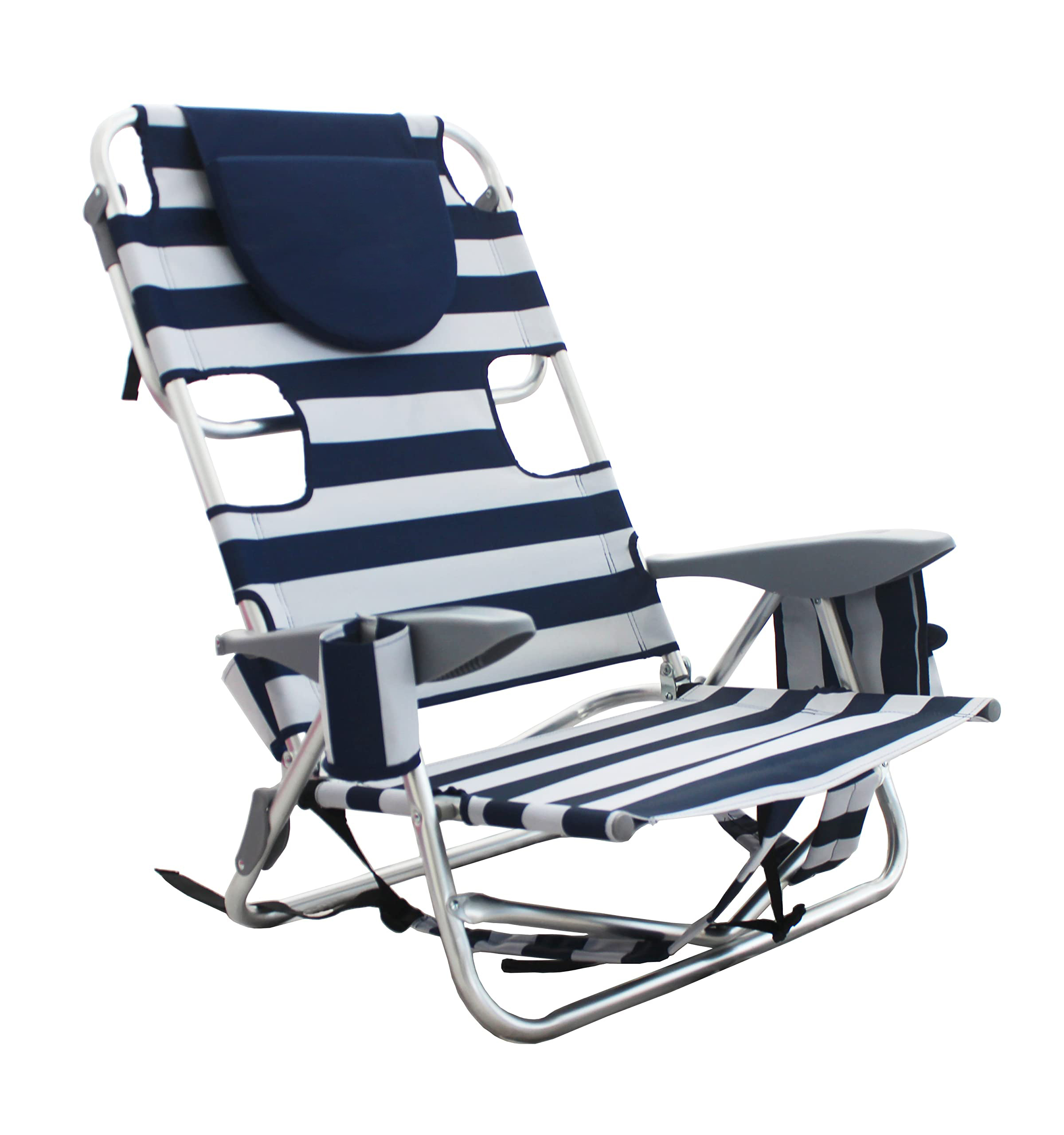 Factory Direct Sale Backpack Beach Chair with Face Hole - Portable Lounge Chair with Cup Holder - Heavy Duty Tanning Chair