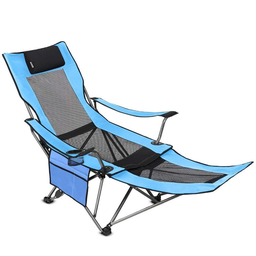 Wholesale Price Outdoor Portable Camping Folding Chair Reclining Chair with Removable Footrest