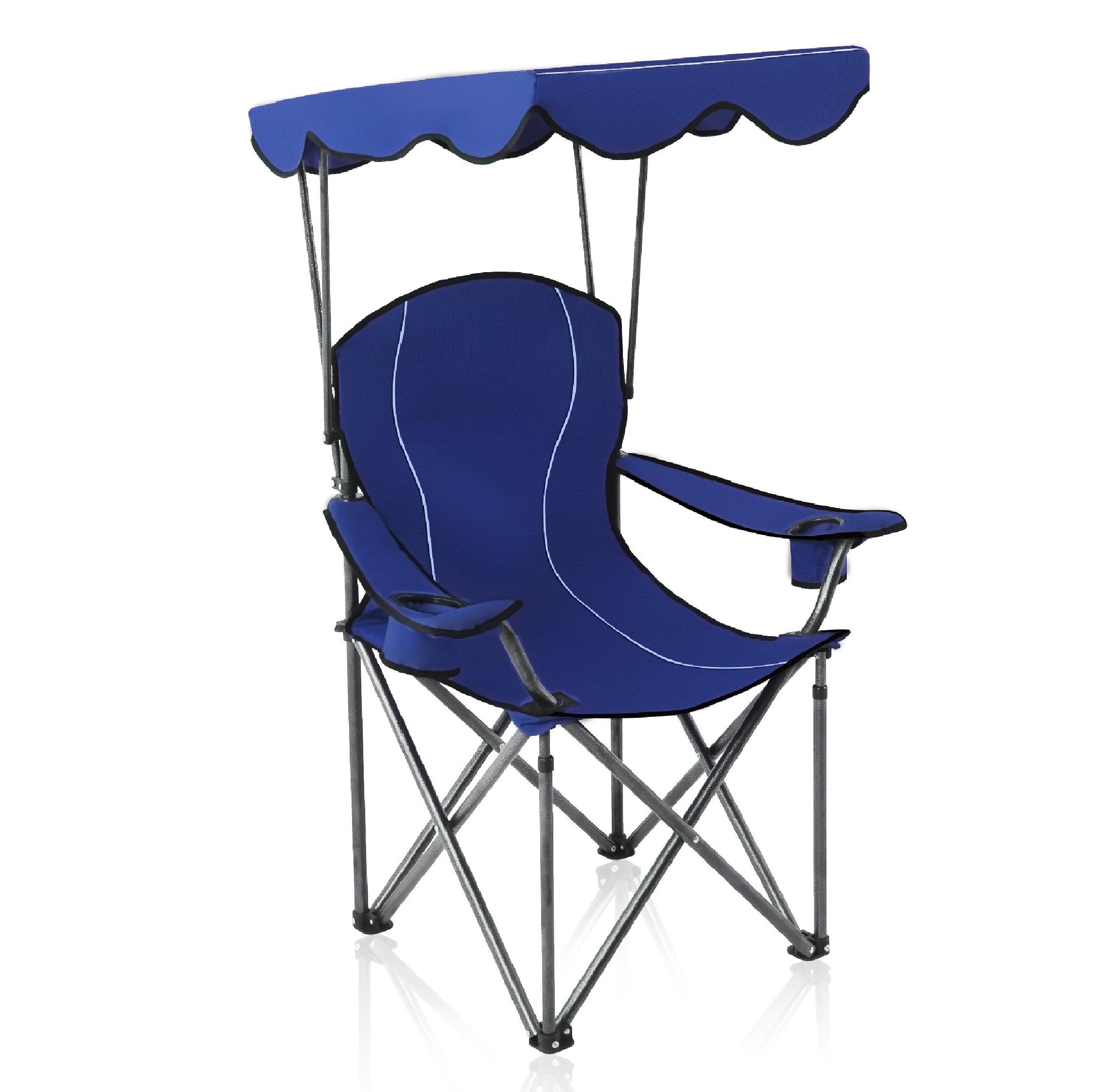 Wholesale Prices Camp Chairs with Shade Canopy Chair Folding Camping Recliner Support 350 LBS