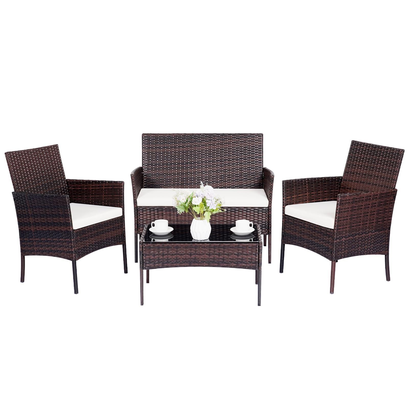 Factory Direct Sale Modern Patio furniture sets Outdoor sofa with glass coffee table for patio, garden and balcony