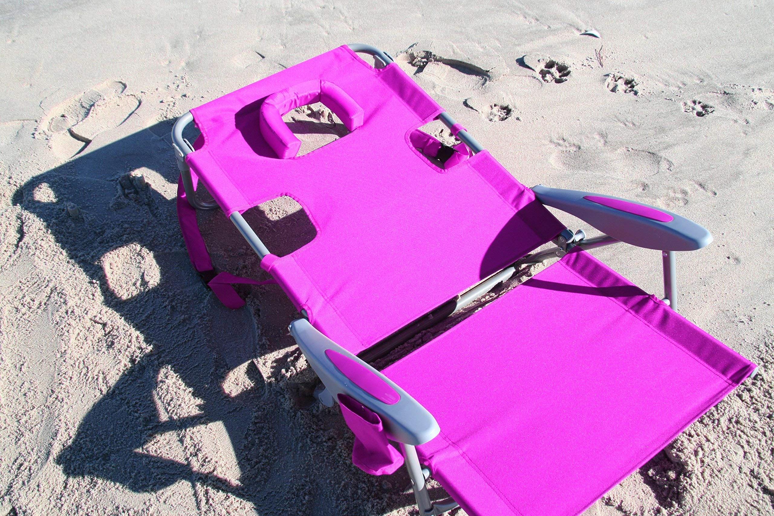 Wholesale Prices Backpack Beach Chair with Face Hole - Portable Lounge Chair with Cup Holder - Heavy Duty Tanning Chair