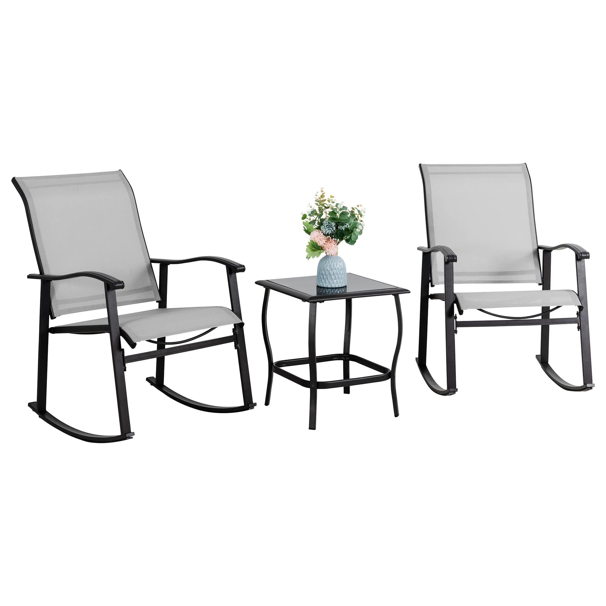 Factory direct sale 3 Piece Outdoor Rocking Bistro Set  Small Patio Furniture Set for Lawn, Garden, Balcony, Poolside