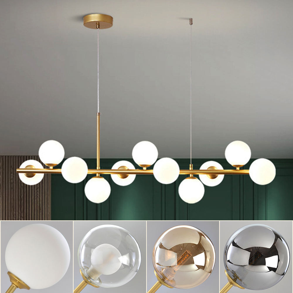 Modern dining room brass gold iron metal ball glass ceiling chandelier modern decorative lighting fixture