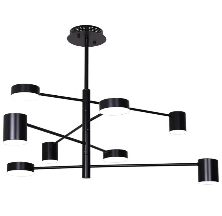 Hot sale contemporary led black big chandelier indoor modern hanging ceiling pendant light fixtures