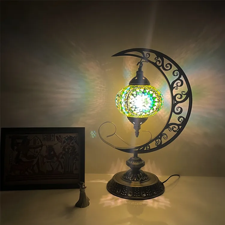 Hot Sale Moroccan handmade turkish lamps with stained glass shade handmade mosaic table lamps