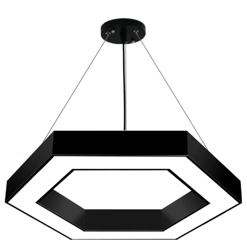 Modern Solid Hexagon Lights Commerce Indoor Lighting Studio Office LED Hanging Chandeliers Ceiling Pendant Lights