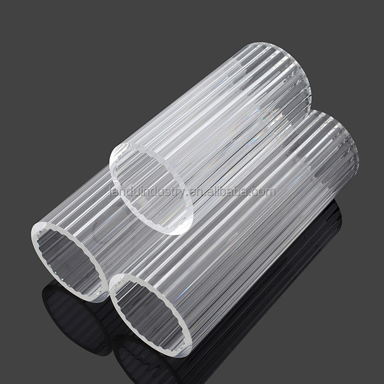 LANDU Custom Diameter PMMA Plastic Round Tube Clear Transparent Pattern Pipes For Light Diffuser