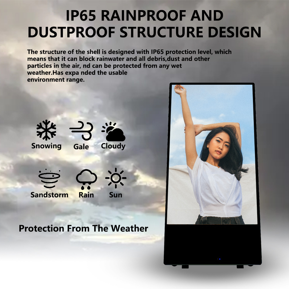 Waterproof 43 Inch Portable Battery Digital Signage and Displays LCD Advertising Player Advertising Display Screen Outdoor Kiosk