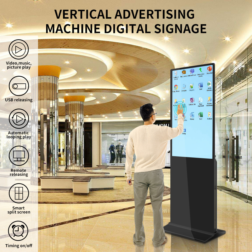 Hot Sale Indoor Digital Signage Totem Kiosk 43 Inch Wide View Free Stand LCD Advertising Player Touch Screen Kiosk