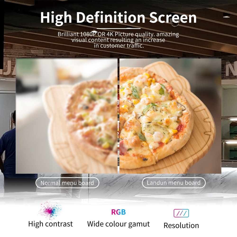 Hanging Mounted 32 43 49 55 Inch LCD Order Display Portable Smart Menu Board 4K Digital Menu Board For Restaurant/Cafe/Shopping