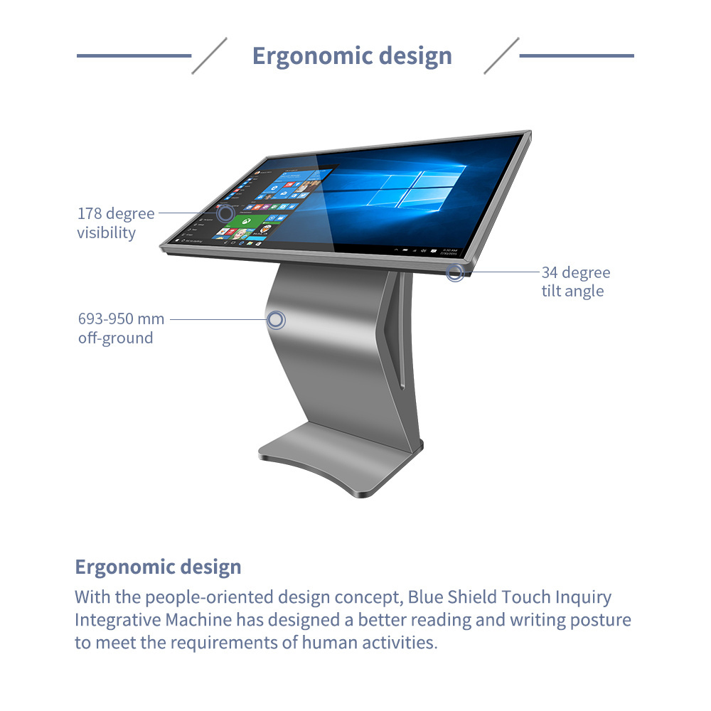 Museum Wall Mounted Interactive TV Touch Screen 49 Inch Digital Signage Touch Kiosk 2K 4K Android System Touch Inquiry Machine