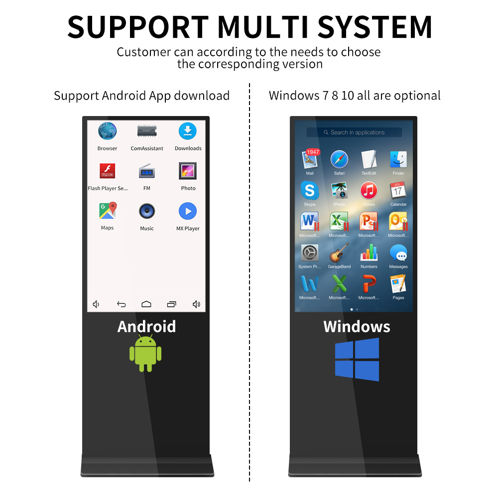 Hot Sale Indoor Digital Signage Totem Kiosk 43 Inch Wide View Free Stand LCD Advertising Player Touch Screen Kiosk