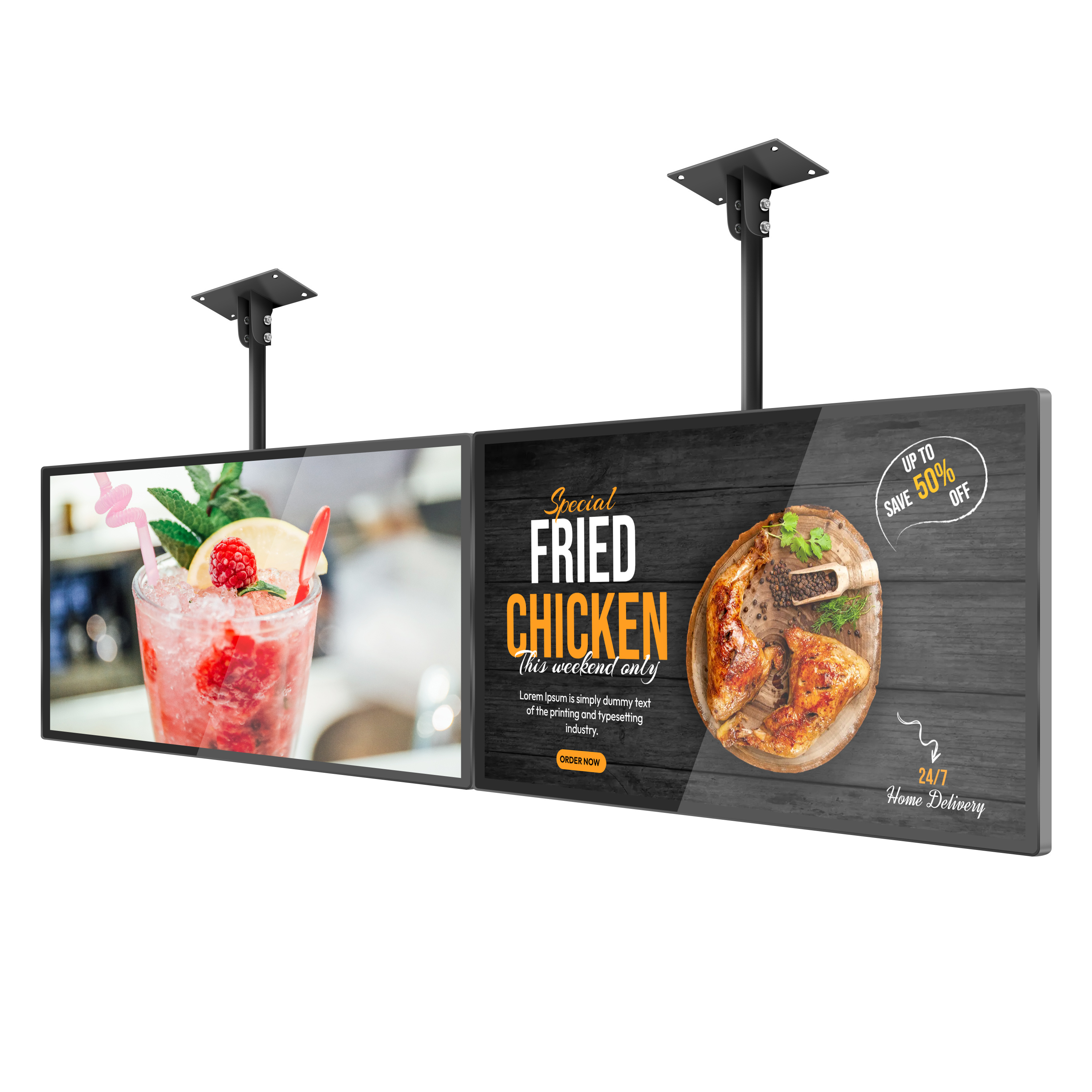 digital advertising board price  Hanging 32 Inch Fast Food Restaurant Digital Menu Board Digital Menu Board Touch Order Screen