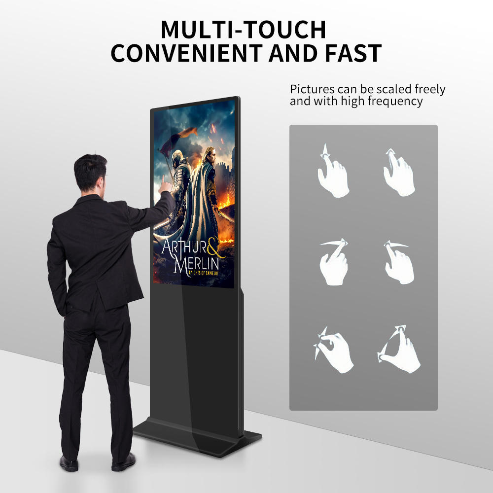 Hot Sale Indoor Digital Signage Totem Kiosk 43 Inch Wide View Free Stand LCD Advertising Player Touch Screen Kiosk